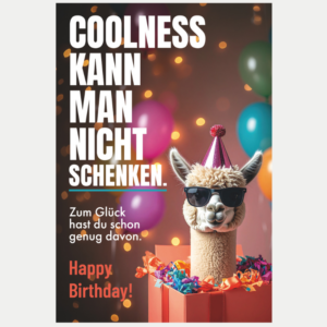 Coole Lama mit Partyhut