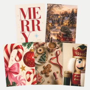Weihnachtskarten 10er Set mit fünf verschiedenen Weihnachtsmotiven und weißen Umschlägen