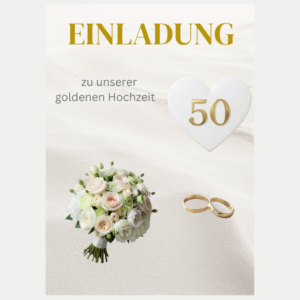 Einladung 50 Hochzeitstag Strauss und Ringe