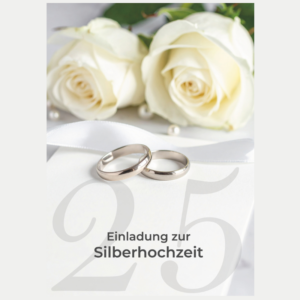 Einladung Silberhochzeit Ringe und Rosen