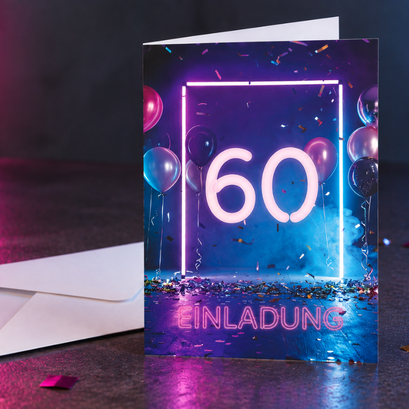 Einladung 60 Geburtstag Neon