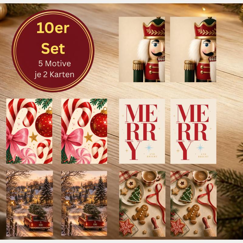 Weihnachtskarten Set 10 Stück Familie