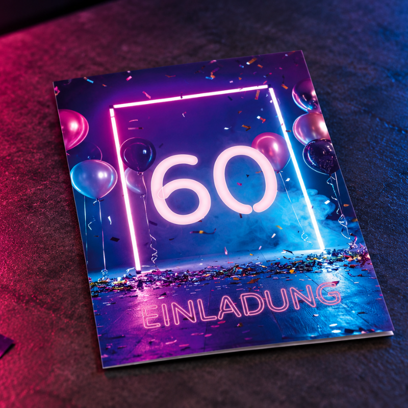 Einladung 60 Geburtstag Neon