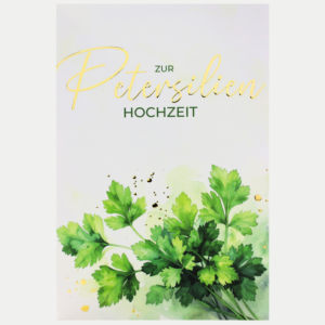 Petersilienhochzeit Glückwunschkarte zum 12,5. Hochzeitstag mit grünem Petersilienmotiv und goldglänzendem Schriftzug
