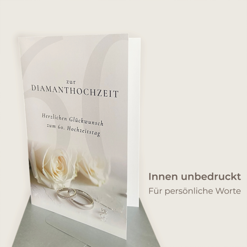 Diamantene Hochzeit Karte Rosen & Ringe – Bild 2