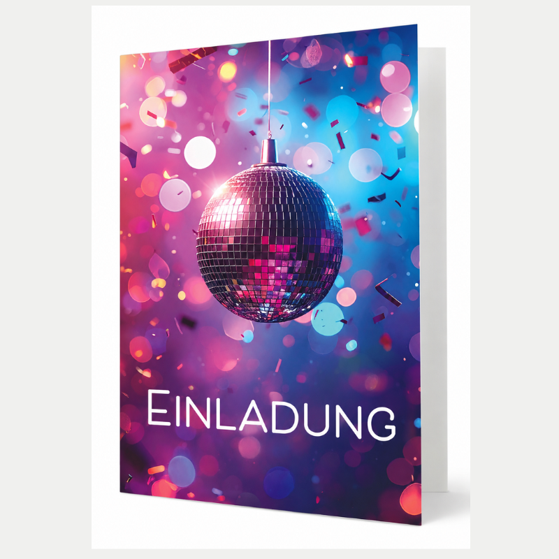 Einladungskarte 70er 80er Jahre Disco & Discokugel – Bild 3